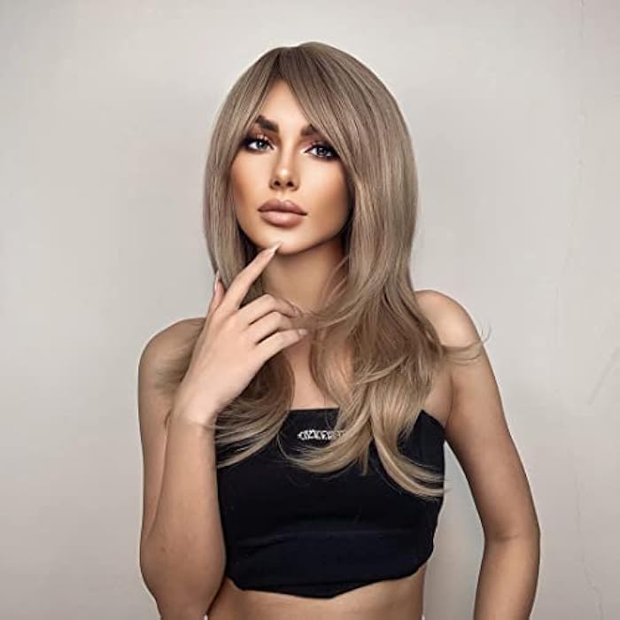 DILLARDS Qihang Blonde Wigs For Women Long Blonde Layered Wig With Bangs Straight Women Wigs Natural Synthetic Hair Wigs For White Women Party Daily Use Heat Resistant - Image 2